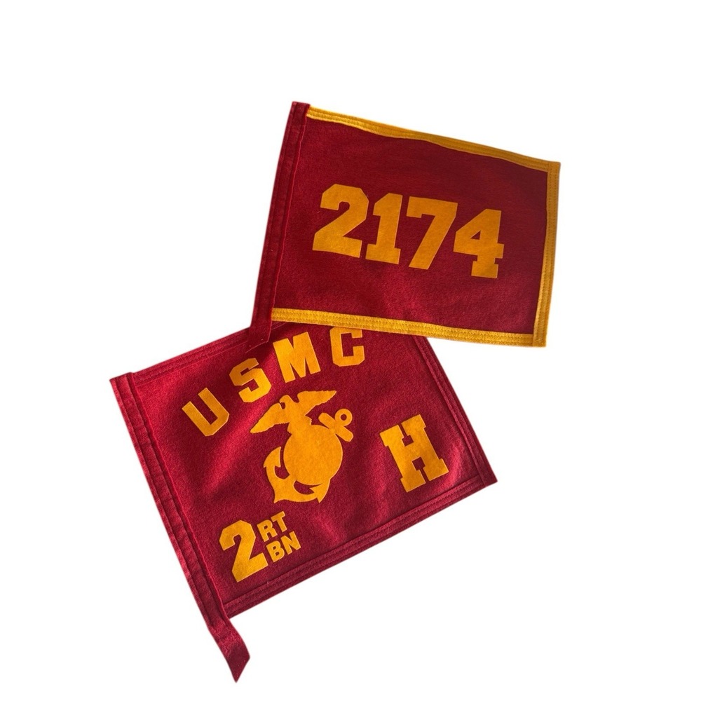 USMC‎ 3 RT BN B & 1029 Felt Banner Flag Pair